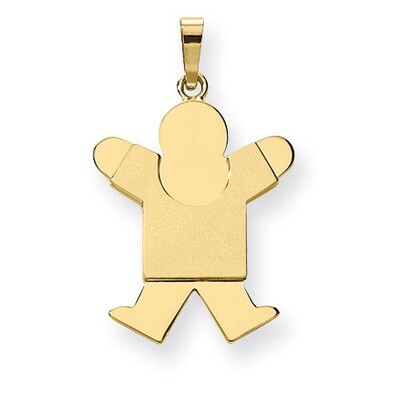 Solid Satin Engravable Boy Jumping Charm 14k Gold XK110, MPN: XK110, 883957376974