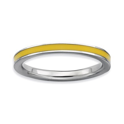 Yellow Enameled 2.25mm Ring - Sterling Silver QSK144, MPN: QSK144, 883957126753