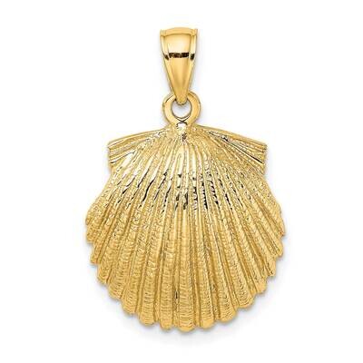 Scallop Shell Charm 14k Gold 2-D K7394, MPN: K7394, 637218010752