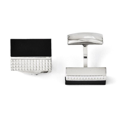 Black Agate &amp; Textured Cufflinks - Stainless Steel SRC225 by Chisel, MPN: SRC225, 886774621449
