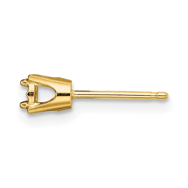 Round 4-Prong 0.005ct. Illusion Post Earring Mounting 14k Yellow Gold YG347, MPN: YG347,