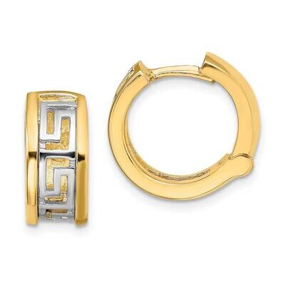 Cut-Out Greek Key Design Earrings 14k Two-tone Gold TM796, MPN: TM796, 191101801358