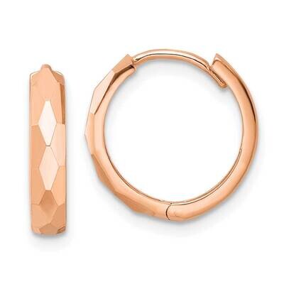 Polished Faceted 3x15mm Hinged Hoop Earrings 14k Rose Gold TM815R, MPN: TM815R, 191101801129