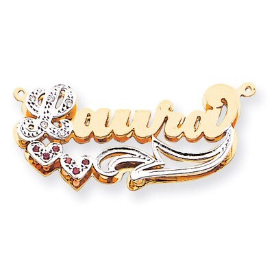 3-Dimensional Diamond &amp; Ruby Nameplate Pendant 14k Gold XNA48, MPN: XNA48, 191101542824