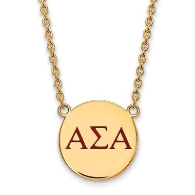 Alpha Sigma Alpha Small Enameled Pendant with 18 Inch Chain Gold-plated Silver GP028ASI-18, MPN: GP…