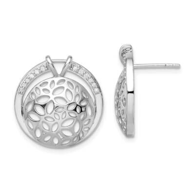 Cut Out CZ Diamond Circle Earrings Sterling Silver Rhodium-Plated QE15699, MPN: QE15699, 1969041536…