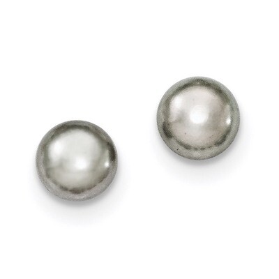 7-8mm Grey Freshwater Cultured Button Pearl Stud Earrings Sterling Silver QE12678, MPN: QE12678, 19…
