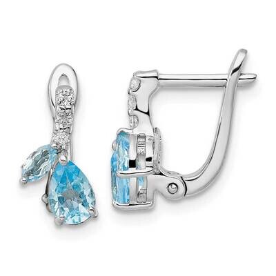 Swiss Bt White Topaz Hinged Earrings Sterling Silver Rhodium-Plated QE16641BT, MPN: QE16641BT, 1911…