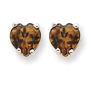 6mm Heart Smokey Quartz Earrings 14k White Gold XE98WCQ, MPN: XE98WCQ, 883957110875