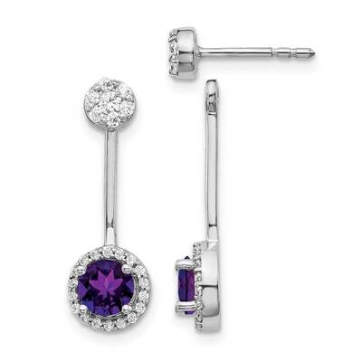 Amethyst Earrings 14k White Gold Diamond EM4210-AM-033-WA, MPN: EM4210-AM-033-WA, 191101838187