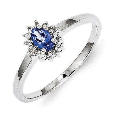 Tanzanite &amp; Diamond Ring Sterling Silver QDX942, MPN: QDX942, 883957480114