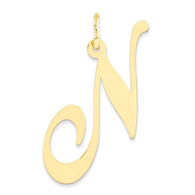 Initial N Charm 14k Gold Large Fancy Script YC654N, MPN: YC654N, 886774137025