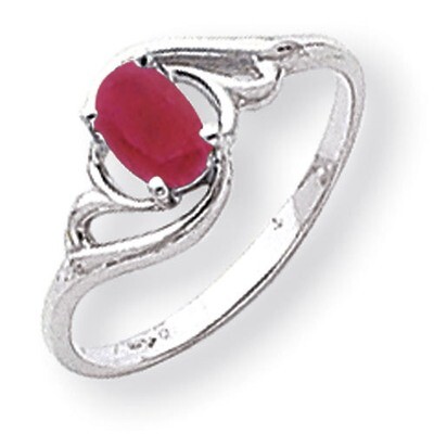 Created Ruby Ring 14k white Gold 6x4mm Oval Y2094CR, MPN: Y2094CR, 883957707280