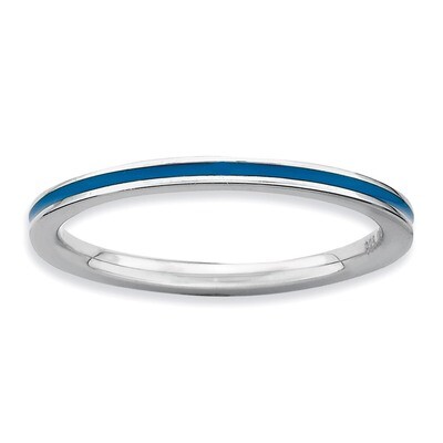 Blue Enameled 1.5mm Ring - Sterling Silver QSK132, MPN: QSK132, 886774210766