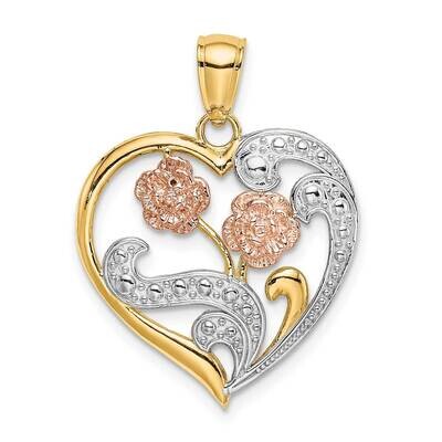 Flower Heart Charm 14k Tri-Color Gold K9456, MPN: K9456, 637218137961
