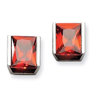 Red Synthetic Diamond Stone Post Earrings - Stainless Steel SRE304 by Chisel, MPN: SRE304, 88677403…