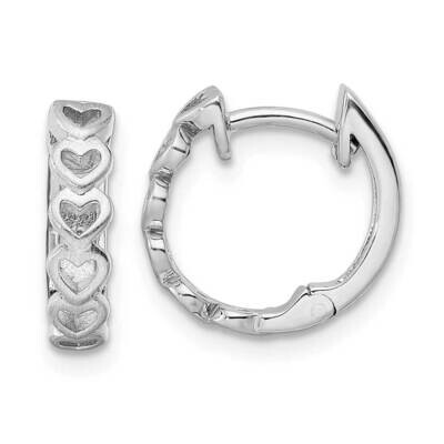 Matt &amp; Polished Finish Heart Hoop Earrings Sterling Silver Rhodium-Plated QE16433, MPN: QE16433, 19…