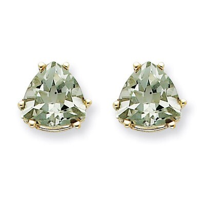 8mm Trillion Green Quartz Earrings 14k White Gold XE96WAG, MPN: XE96WAG, 883957110394