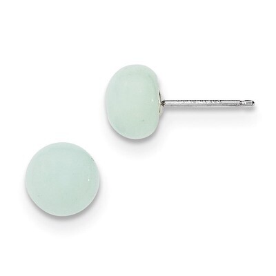 8-8.5mm Button Amazonite Post Earrings Sterling Silver QE6391, MPN: QE6391, 815479017059
