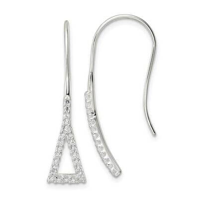 Triangle CZ Diamond Dangle Earrings Sterling Silver Polished QE16223, MPN: QE16223, 196904168707
