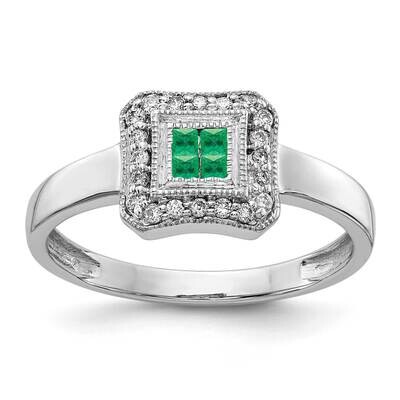 Square Design Emerald &amp; Diamond Ring 14k White Gold RM5763-EM-013-WA, MPN: RM5763-EM-013-WA, 883957…