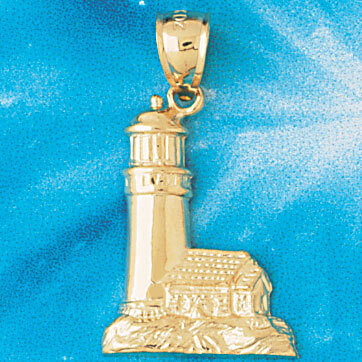 Dazzlers Jewelry Lighthouse Pendant Necklace Charm Bracelet in Yellow, White or Rose Gold 1450, MPN…