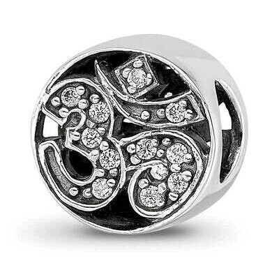 Antiqued CZ Om Symbol Bead Sterling Silver QRS4239, MPN: QRS4239,