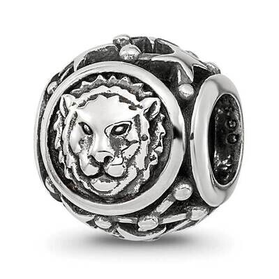 Antiqued Zodiac Leo Bead Sterling Silver QRS4093, MPN: QRS4093,