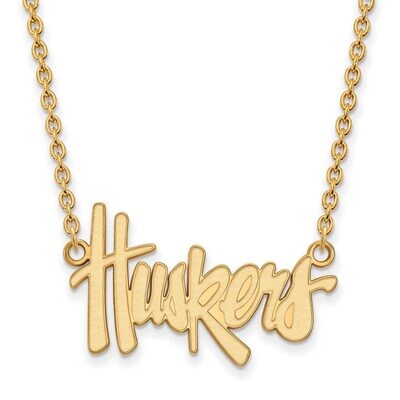 University of Nebraska Large Pendant with Chain Necklace 14k Yellow Gold 4Y010UNE-18, MPN: 4Y010UNE…