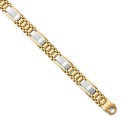 Leslie&#39;s Satin Mens Bracelet 8.5 Inch 14k Two-tone Gold Polished HB-LF852-8.5, MPN: LF852-8.5, 1911…