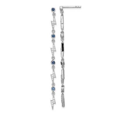 Blue &amp; White CZ Diamond Lightining Bolt Dangle Earri Sterling Silver Rhodium-plated QE15427, MPN: Q…