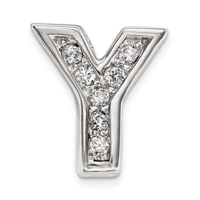 CZ Letter Y Slide Charm Sterling Silver Rhodium-plated QC9010Y, MPN: QC9010Y, 886774649115