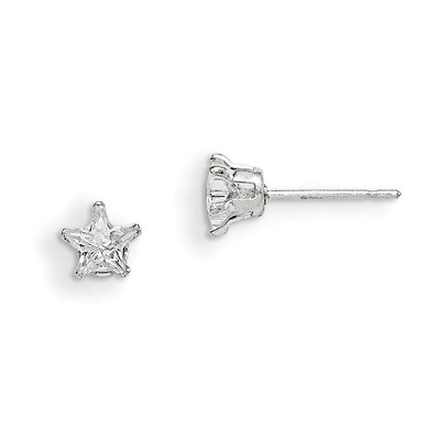 5mm Star Cubic Zirconia Stud Earrings Sterling Silver QE7548, MPN: QE7548, 883957540115
