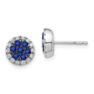 Sapphire Circle Post Earrings 14k White Gold Diamond EM5612-SA-050-WA, MPN: EM5612-SA-050-WA, 88395…