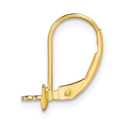 4.0mm Leverback Pearl Earring Mounting 14k Yellow Gold YG426, MPN: YG426,