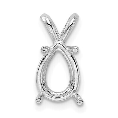 Pear 4-Prong Cast Medium Weight 4.5 x 2.5mm Pendant Setting 14k White Gold WG991, MPN: WG991,