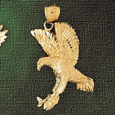 Dazzlers Jewelry Flying Eagle Pendant Necklace Charm Bracelet in Yellow, White or Rose Gold 2833, M…