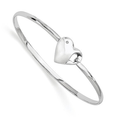 .01Ct. Diamond Heart Bangle Bracelet Sterling Silver QW232, MPN: QW232, 883957502526