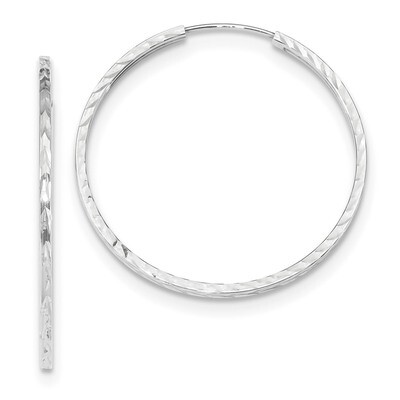 Diamond -cut Square Tube Endless Hoop Earrings 14k white Gold TF998W, MPN: TF998W, 191101058288