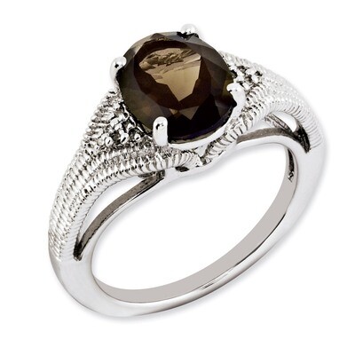 Smoky Quartz &amp; Diamond Ring Sterling Silver QR3175SQ, MPN: QR3175SQ, 883957404257