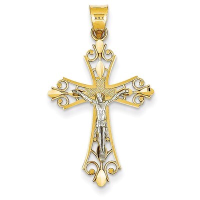 Diamond-cut Crucifix Pendant 14k Two-Tone Gold D3649, MPN: D3649, 883957430690