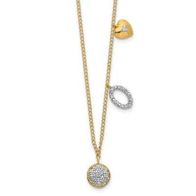 Diamond Two Circle and Heart 16.5 Inch Necklace 14k Gold PM4700-010-YA, MPN: PM4700-010-YA, 8839572…