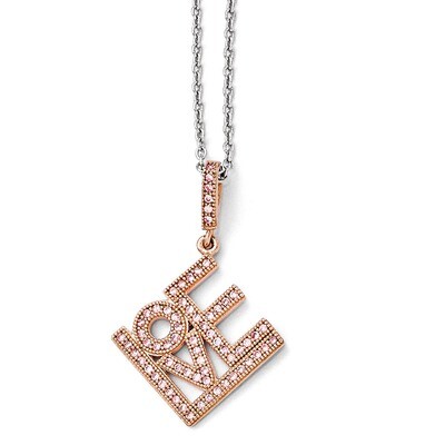 Love Necklace Sterling Silver Rose Gold-plated Cubic Zirconia QMP1134-18, MPN: QMP1134-18, 19110147…