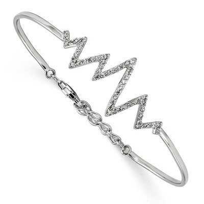 CZ Diamond Zigzag Bangle Sterling Silver Rhodium-plated QG4584, MPN: QG4584, 886774006451