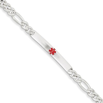 7.5 Inch Medical Figaro Anchor Link ID Bracelet Sterling Silver Polished XSM159-7.5, MPN: XSM159-7.…
