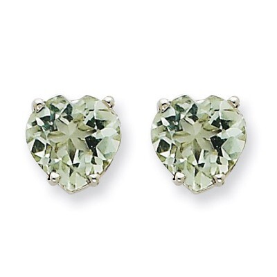 8mm Heart Green Quartz Earring 14k White Gold XE100WCG, MPN: XE100WCG, 883957088921