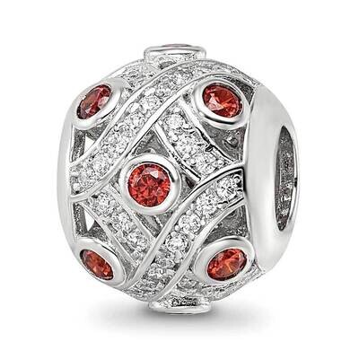 Dark Orange/White CZ Cut-Out Bead Sterling Silver Rhodium-plated QRS4152, MPN: QRS4152,