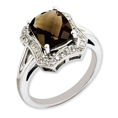Smoky Quartz &amp; Diamond Ring Sterling Silver QR3315SQ, MPN: QR3315SQ, 883957404615