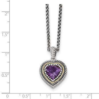 Amethyst Heart Necklace Sterling Silver &amp; 14k Gold QTC1268, MPN: QTC1268, 886774378329