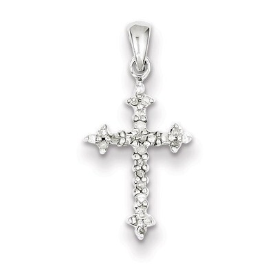 Diamond Cross Pendant Sterling Silver Rhodium-plated QDX162, MPN: QDX162, 883957575292